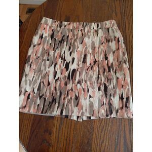 Size 10 Petite Anne Taylor Midi Mini Skirt Brown Tan Ivory Pink